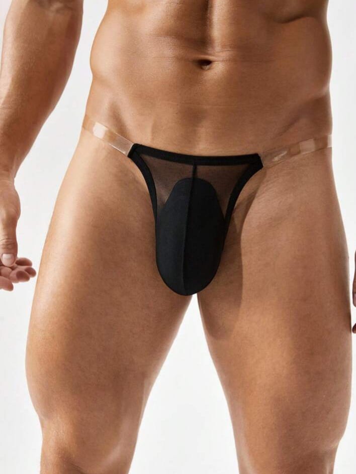 MAD-MEN Men's Elastic , Soft, Sexy, Tempting Mesh Fabric Butt-Exposed Thong & T-String Briefs Underwear